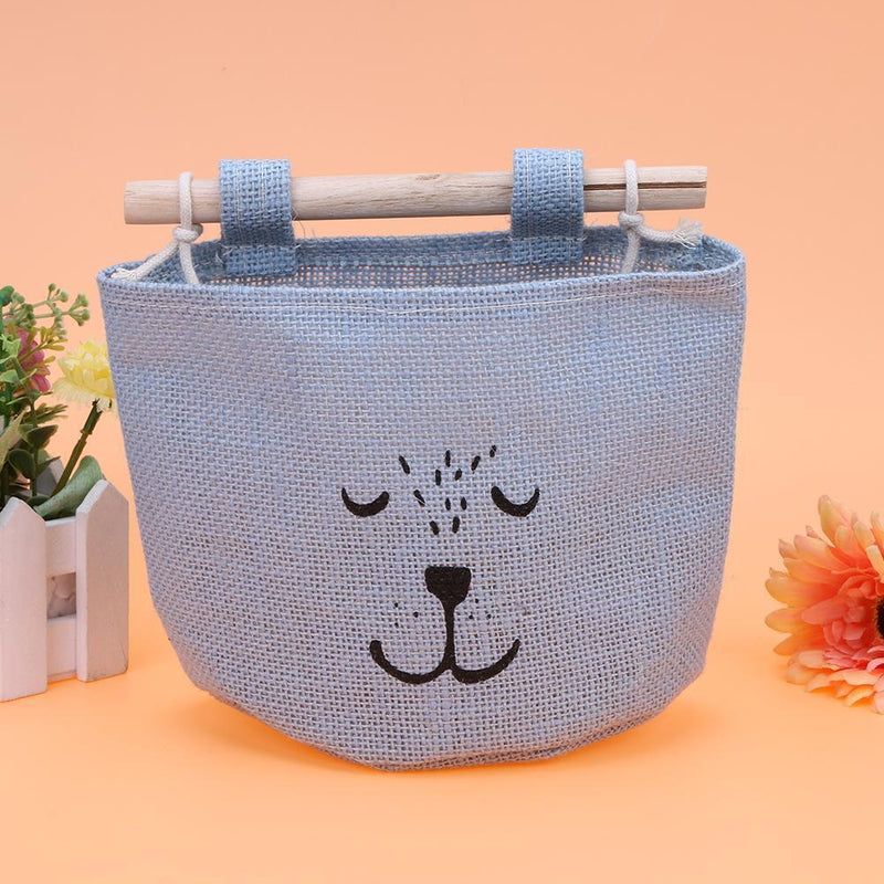 One Layer Pocket Canvas Storage Bag Back Door Wall Hanging Bag(Blue)
