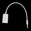 1pc White Sync 3.5mm Male for AUX Audio Plug Jack to USB 2.0 Female Conv