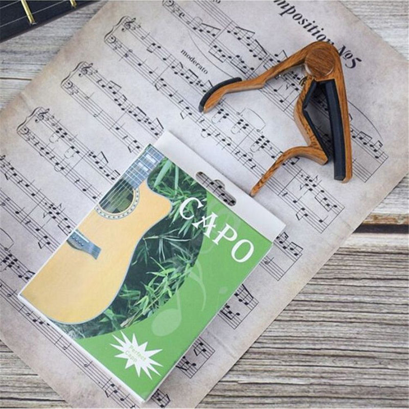 Electric Metal Guitar Capo Wood Grain Clamp Quick Change Tone Changing Clip