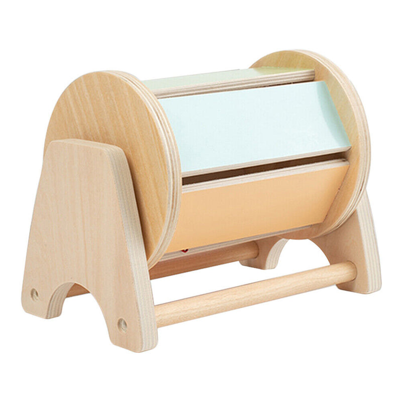 Montessori Wooden Spinning Drum Sensory Educational Toys Rotating Gift for Baby