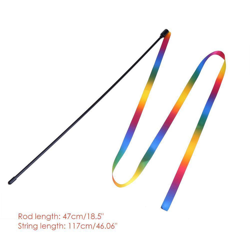 Interactive Toys for Cats, Rainbow Colors, Fabric Ribbon