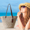 Women Beach Woven Shoulder Bag Holiday Totes Travel Bucket Straw Handbags