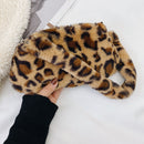 Portable Plush Shoulder Handbag Women Animal Print Underarm Bag Purse (6)