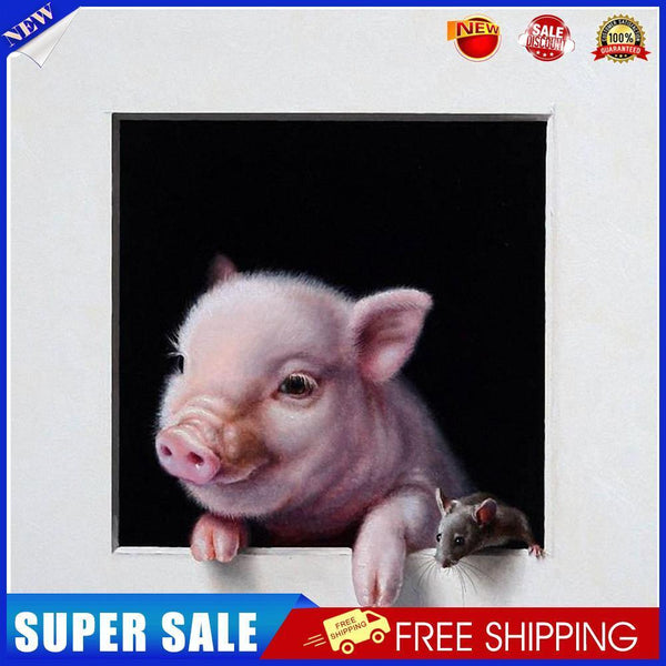 Pig and Mouse Oil Paint By Numbers DIY Handpainted on Canvas Wall Pictures
