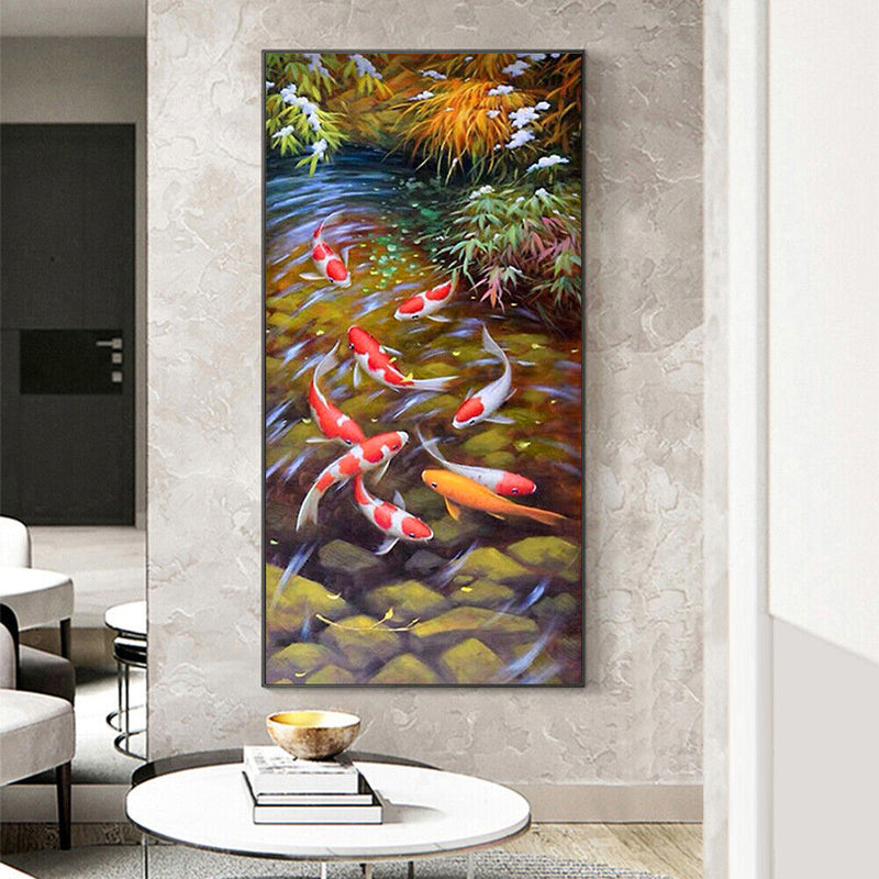 Full Round 5D DIY Diamond Painting Lucky Fish Embroidery Cross Stitch Home De