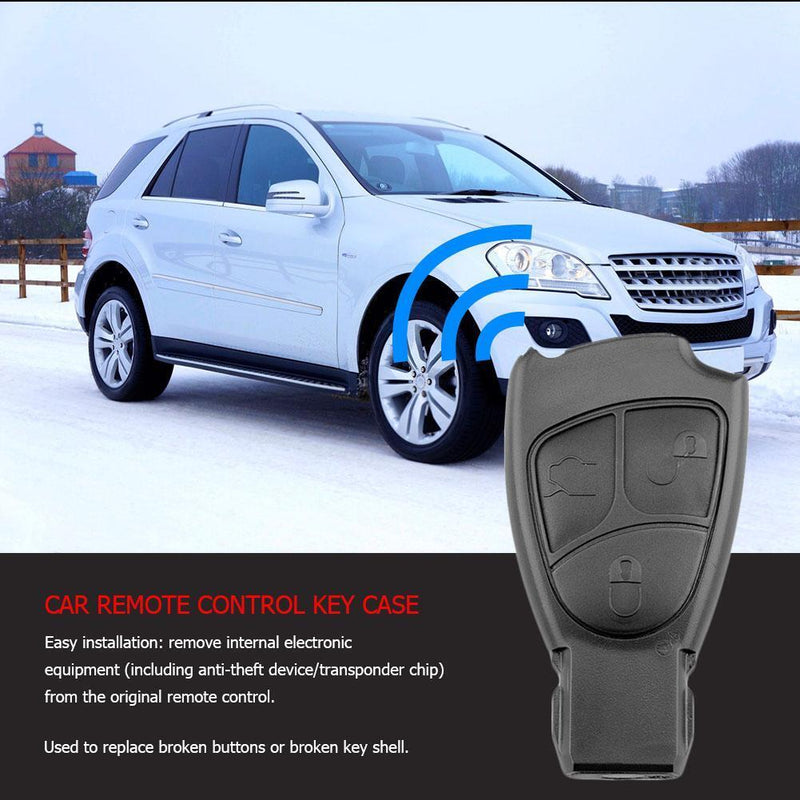 3 Buttons Car Remote Key Shell Case Replacement for Mercedes Benz W203 Black