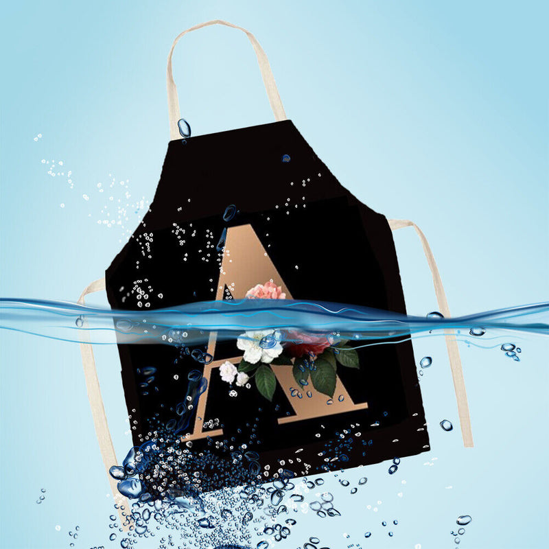 Letter A Print Kitchen Linen Apron Waterproof Home Cooking Bibs (82x68cm)
