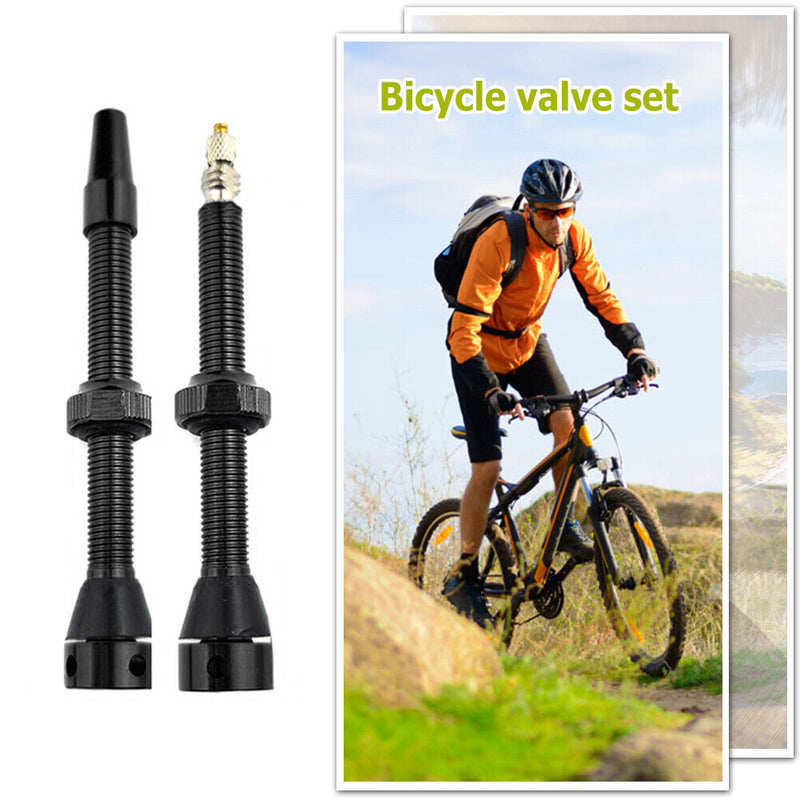 Bike Tubeless Presta Valve Set Bike CNC Machined Anodized Tool (60mm Black)