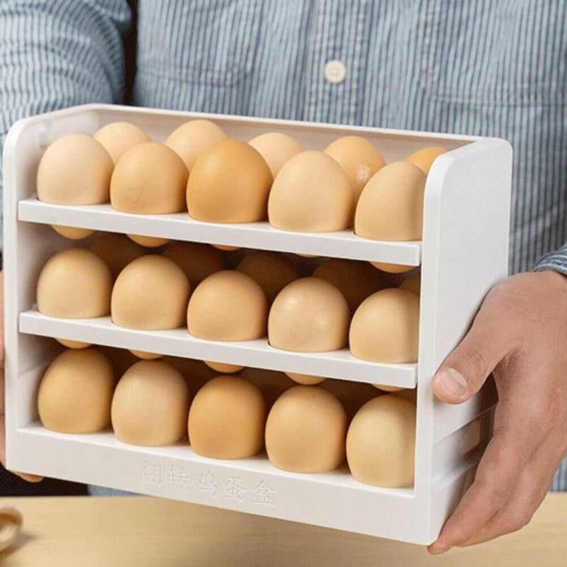 Three Layers Flip Egg Storage Box Kitchen Fridge Egg Keeping Fresh Tray Newly