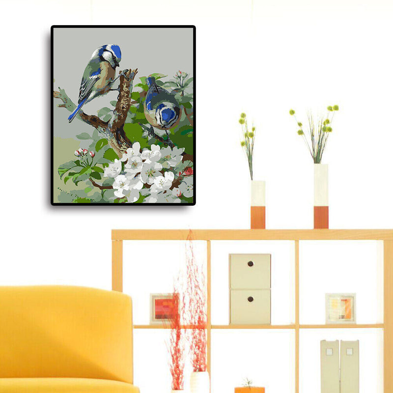 40x50cm Coloring Painting Canvas Drawing Two Blue Birds Digital Coding Picture