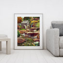 DIY Paint By Number Kit Frameless Forest Riverside Cottage Handpainted Canvas