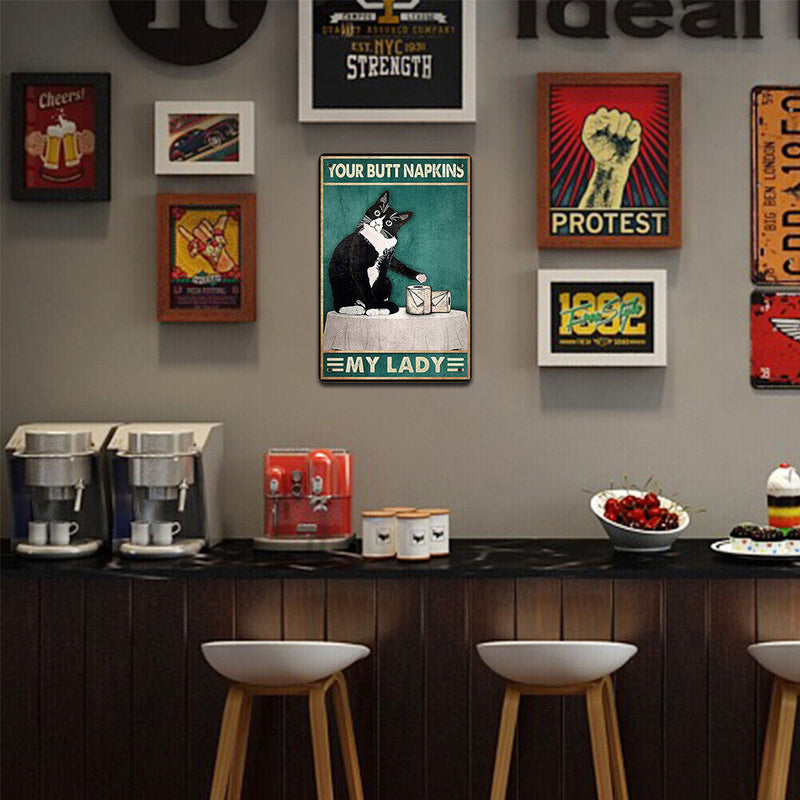 Cat Retro Metal Plate Tin Sign Plate Poster for Bar Club Iron Painting