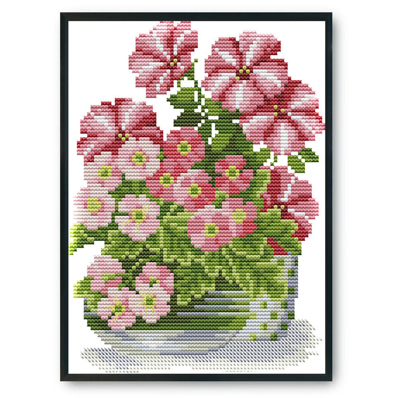 Flowers Cross Stitch 14CT Stamped Canvas DIY Embroidery Needlework (H638) Newly