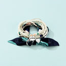 LOVE Round Card Layered Hand Chain Silk Scarf Bowknot Women Rice Bead Bracele