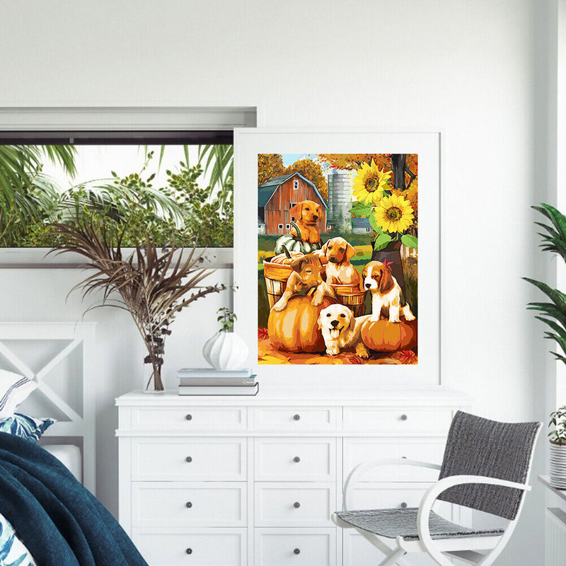 Yard Dog Pumpkin Partial Oil Paint By Numbers DIY Handpainted on Canvas Art