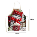 Portable Baking Painting Cooking Art Bib Apron Christmas Cat Printed Linen Ap