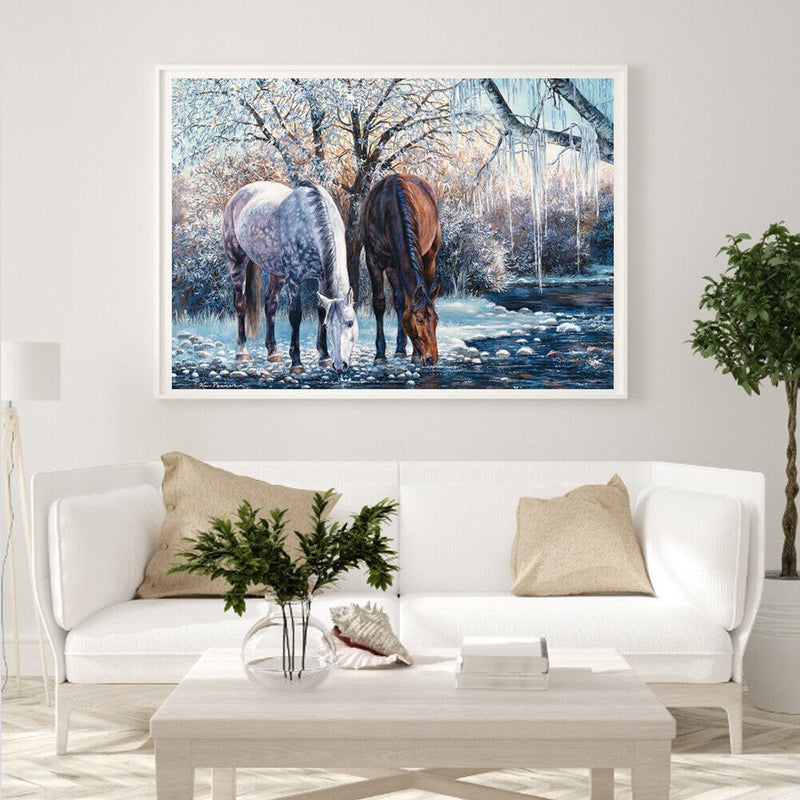 #A 5D DIY Diamond Painting Glacier Horse Kits Full Round Drill Wall Decor Crafts