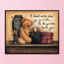 Full Cross Stitch Bear Gift Kit Cotton 3 Strands Stamped DIY Artwork Home Decor