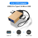 2 in 1 Type-C Micro USB Male to USB3.0 Female Converter Connector OTG Adapter
