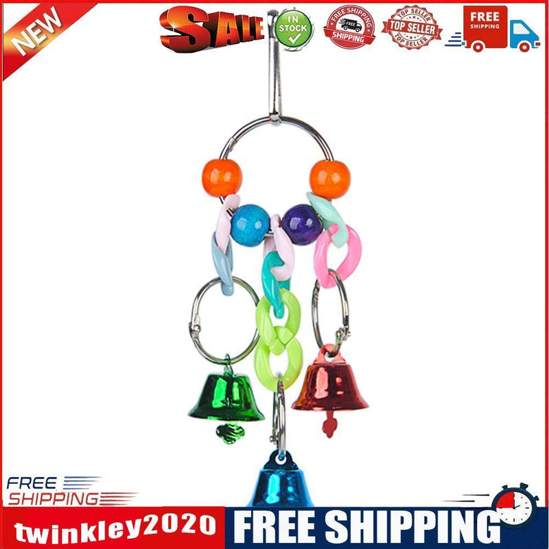 Small Parrot Bell Colorful Handmade Pet Jewelry Hanging Cage Bell Swing (D)
