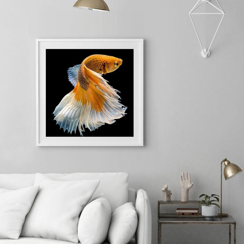 Golden Fish Full Drill Round Diamond Painting DIY Mosaic Kits Home Decor