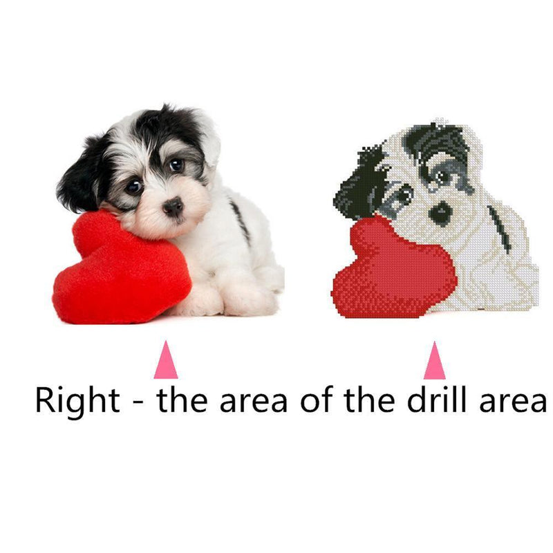 5D DIY Diamond Painting Cute Love Heart Dog Cross Stitch Embroidery Mosaic