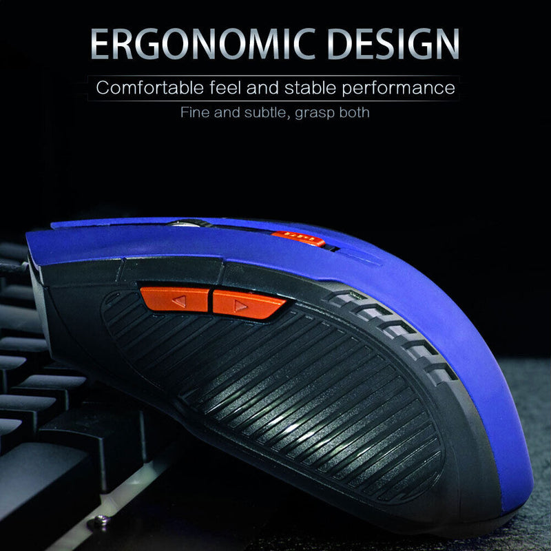 USB Wireless Mouse 1600DPI Adjustable Receiver 2.4GHz Mice for PC (Blue)