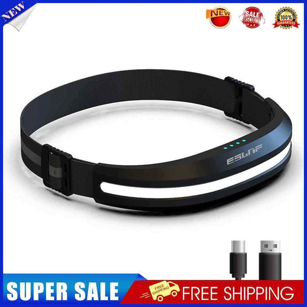 COB LED Flashlight Rechargeable Reflective Headlamp for Hiking Fishing (Bla