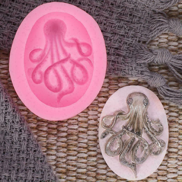 Octopus Silicone Mould Fondant Cake Cupcake Decor Mold N2R5 4.6*3.8*1cm Y9M5