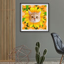 Flower Cat Face Full Round Drill DIY Mosaic Diamond Painting Rhinestone Decor