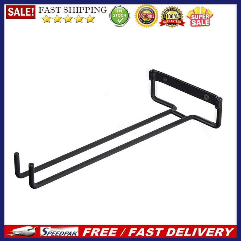 Iron Wine Rack Glass Holder Hanging Bar Shelf Organizer Home Bar Kitchen To