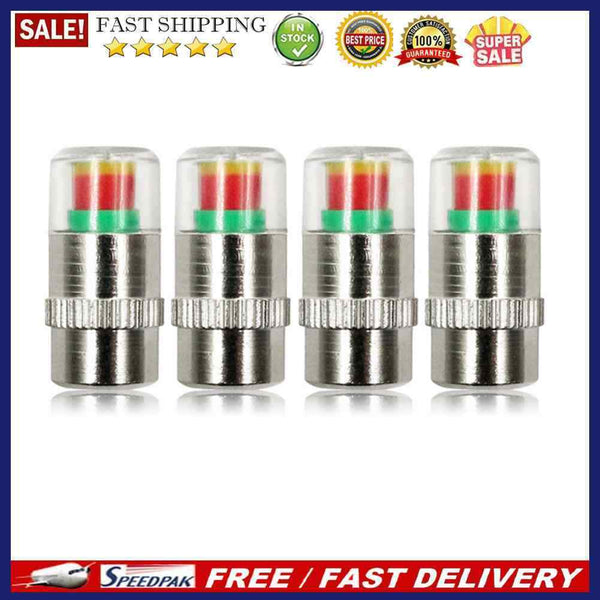 4x Car Tire Pressure Gauge Cap Monitoring Automotive Alert Detection Valve Caps