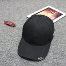 Men Women Hat Ring Hip Hop Curved Strapback Baseball Snapback Cap (Black)