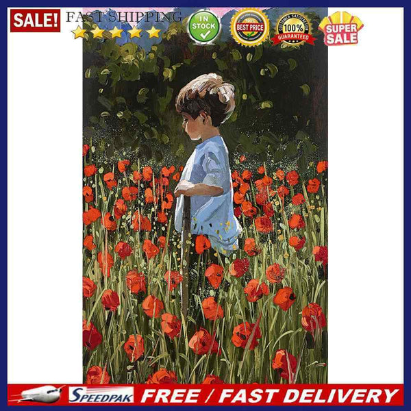 Flower Shrubs Boy Oil Paint By Numbers Kit DIY Frameless Drawing for Adults
