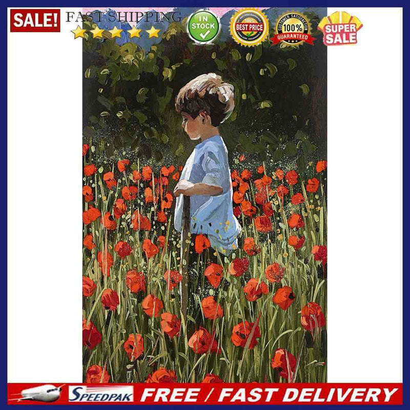 Flower Shrubs Boy Oil Paint By Numbers Kit DIY Frameless Drawing for Adults
