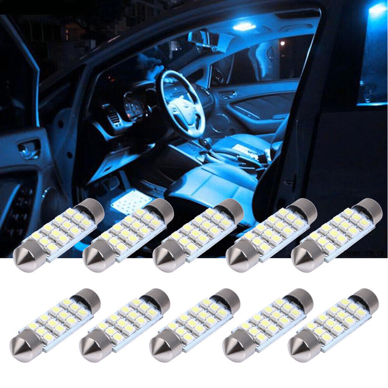 10pcs/Lot 41mm White 3528 12 SMD LED Car Interior Ceiling Lamp Ceiling Leuc