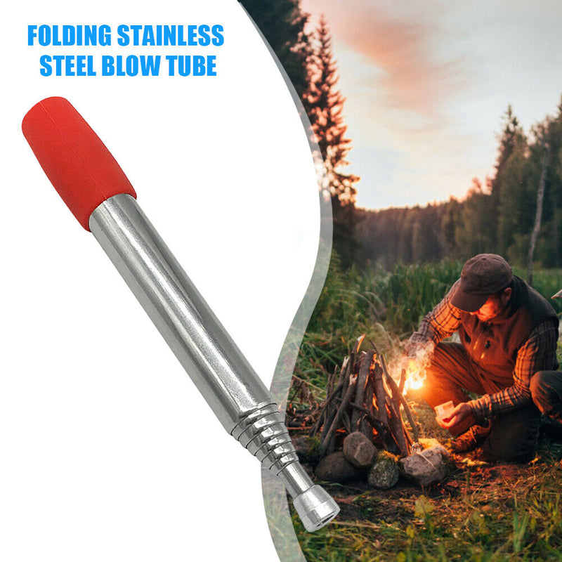 Stainless Steel Blow Fire Tube Retractable High Effective Mouth Blowpipe Stic