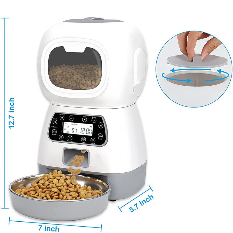 Automatic Pet Feeder Food Dispenser Cat Dog Smart Timer Feeding (Button)