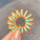 Telephone Wire Elastic Hairbands Women Ponytail Holder Hair Ties (Yellow)