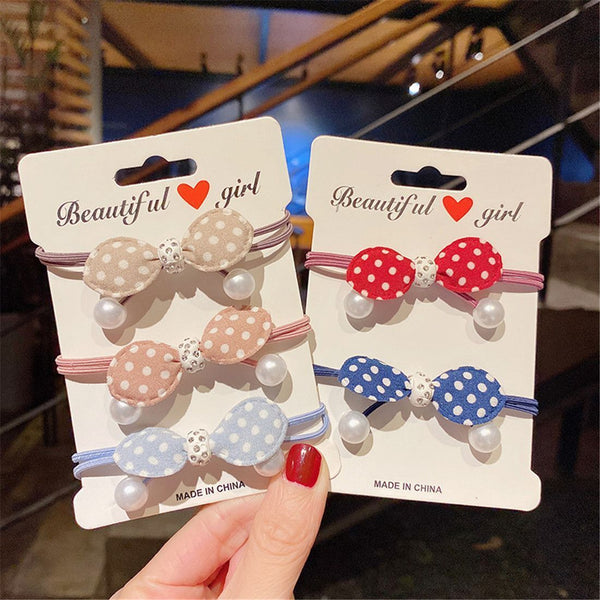 Women Girl High Elastic Hair Accessories Hair Tie Rope Hair Ring Lattice Dot