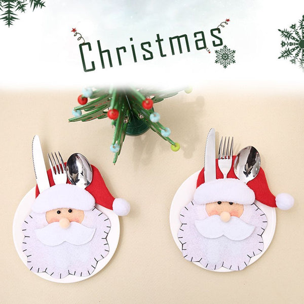 Dinnerware Cover Tableware Decoration Santa Claus Gift Bag Christmas Folk Bag