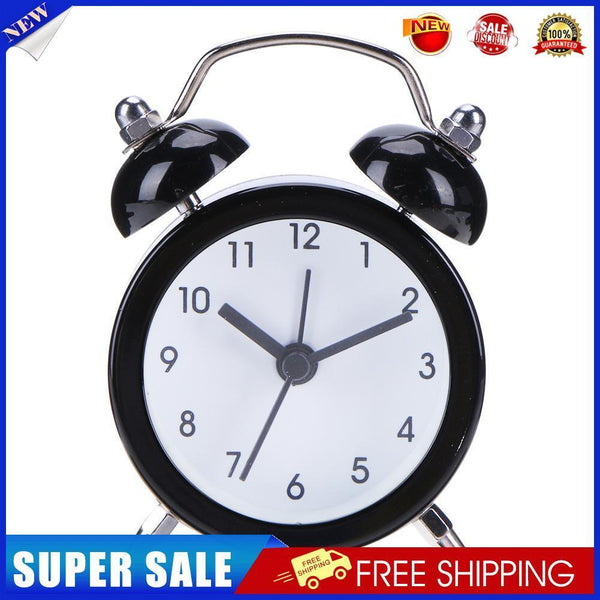 Mini Cartoon Dial Number Round Desk Children Metal Alarm Clock(Black)