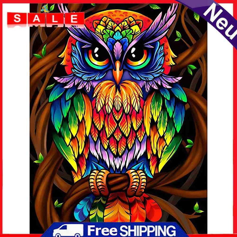 5D Diamond Painting DIY Colorful Owl Full Round Diamond Mosaic Art