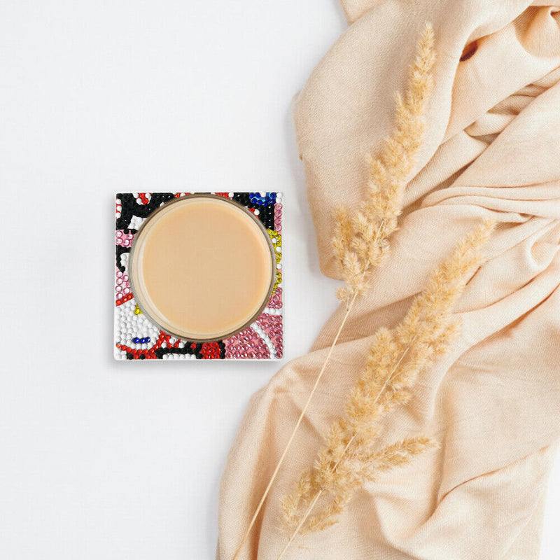 DIY Diamond Painting Kit Coaster Ceramics Insulation Cartoon Pad (Female)