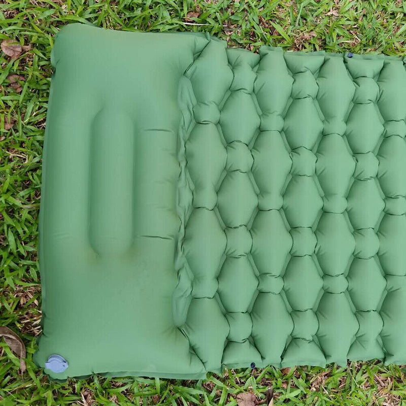 Outdoor Sleeping Pad Built-in Foot Air Pump Inflatable Mattress (Green) Newly