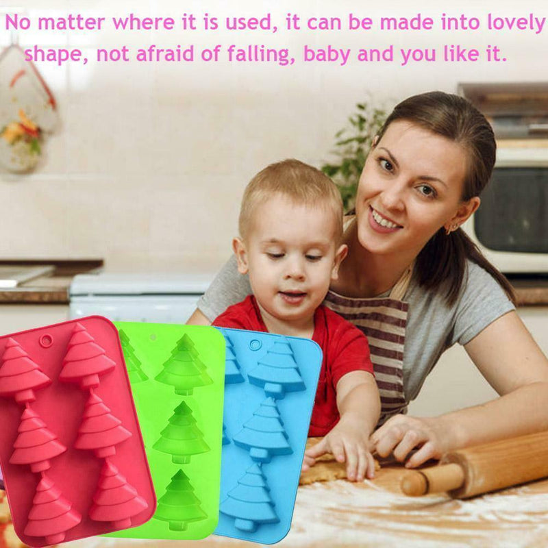 Silicone Christmas Tree Baking Mould DIY Chocolate Cake Tray Ice Wax Molds U3C9