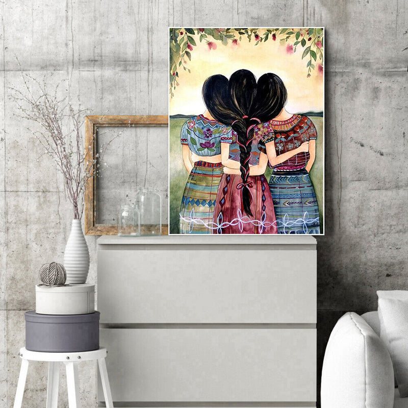 DIY Full Round Drill Diamond Painting Three Girls Picture Rhinestone Mosaic Kit