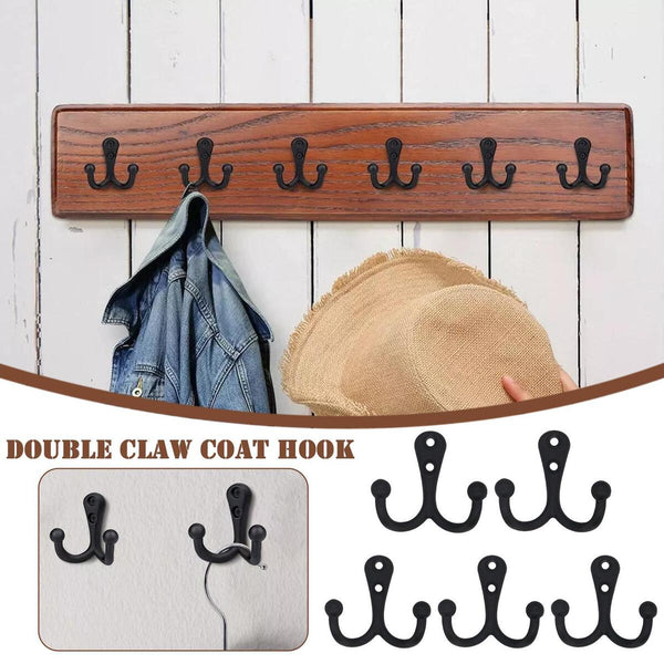 5x Double Robe Hook Heavy Duty Coat Hooks Wall Mounted for Hat hardware#