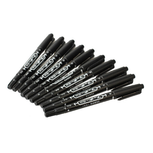 Heads 10PCS Fine Double Marker Marker Waterproof Nib Black hv2
