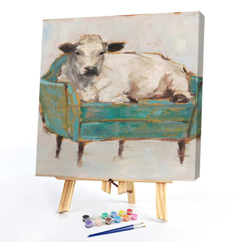 20X20cm Frameless Oil Paint By Numbers Picture (Cow Lying on the Sofa S550)